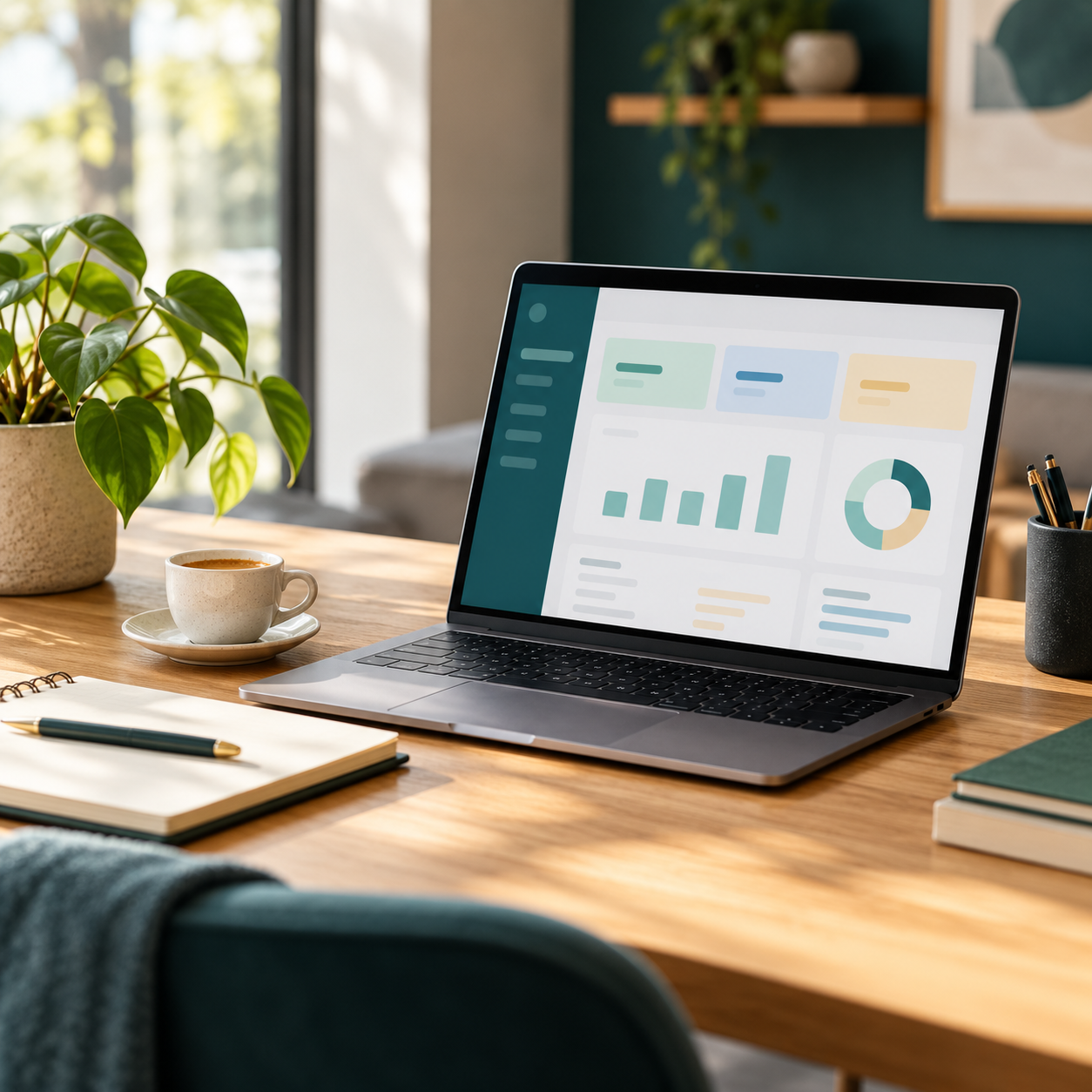 Laptop on a small-business desk