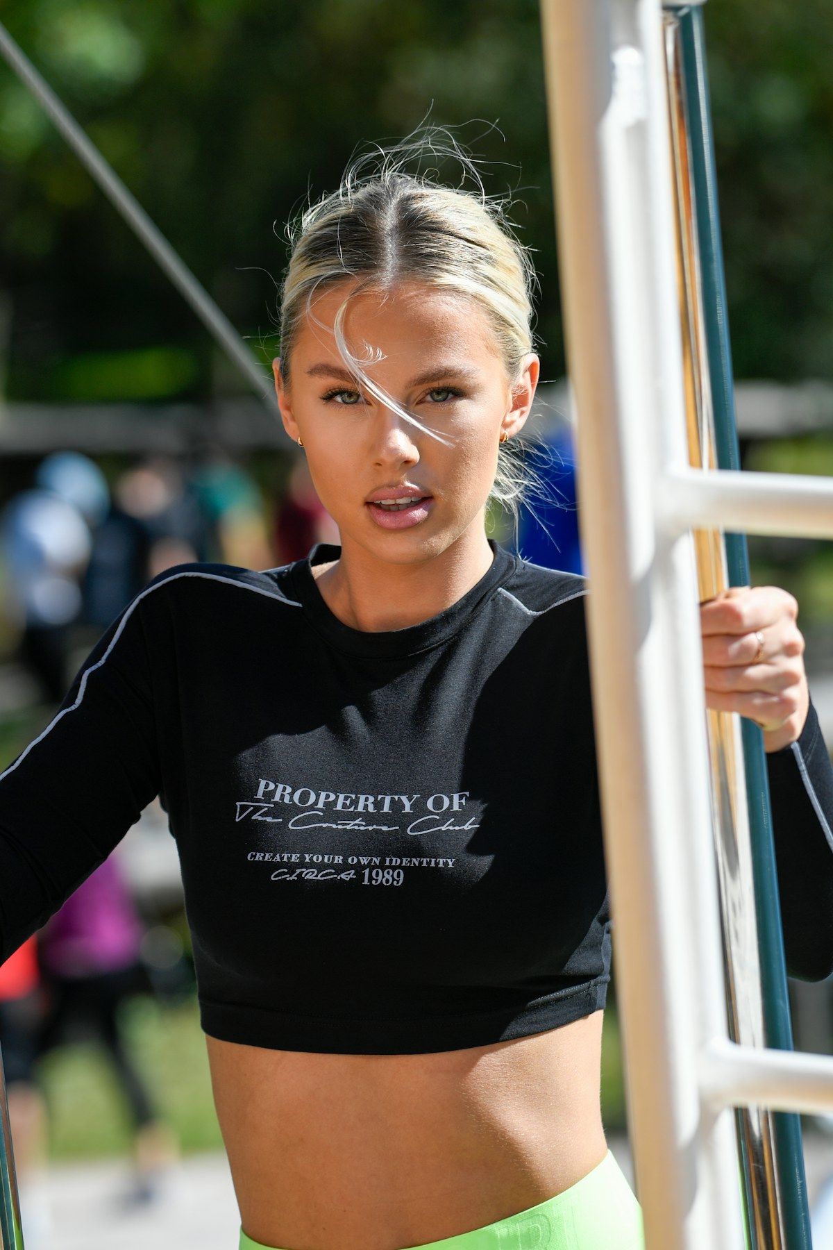 Woman doing a fitness session outdoors