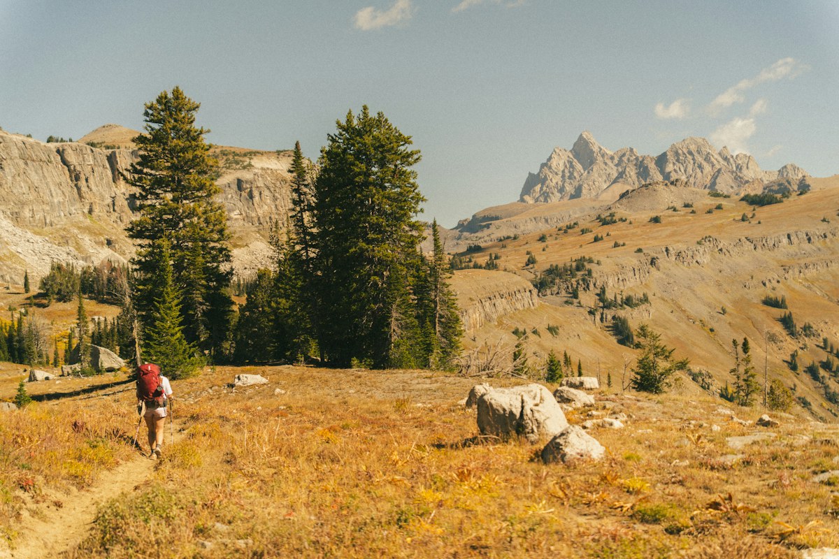 Hiker walking a mountain trail