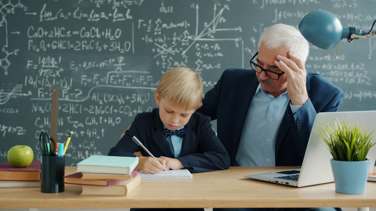 Tutor helping a student with a lesson